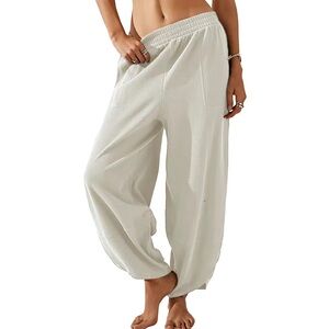 NWT Viral waffle Knit White Wide Leg Palazzo Harem Sweatpants
